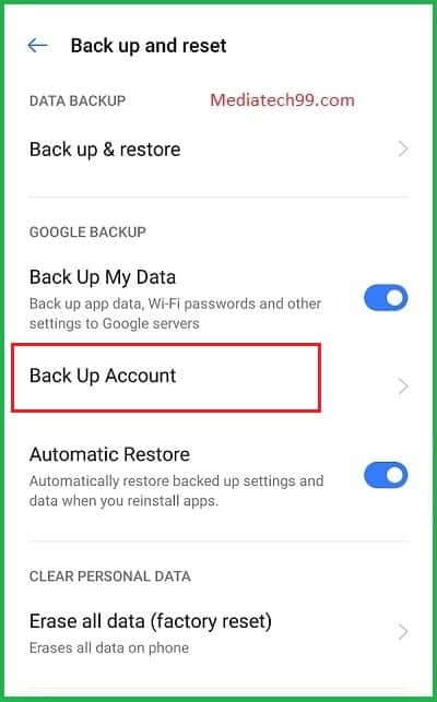 Android Phone Set Up Back Up Account