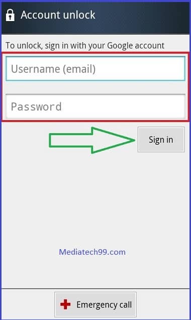 Unlock pattern lock with Google account