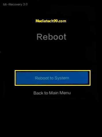 xiaomi hard reset reboot to system option