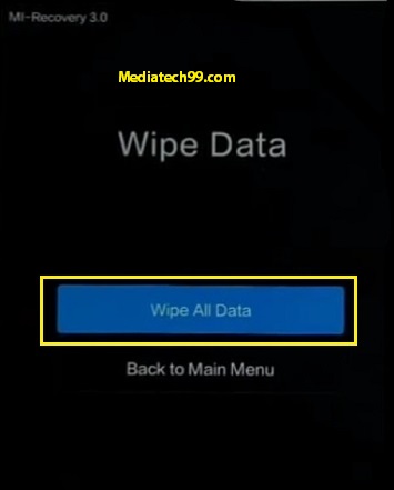 Xiaomi hard reset Wipe all data