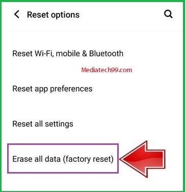 Erase all data (factory reset)